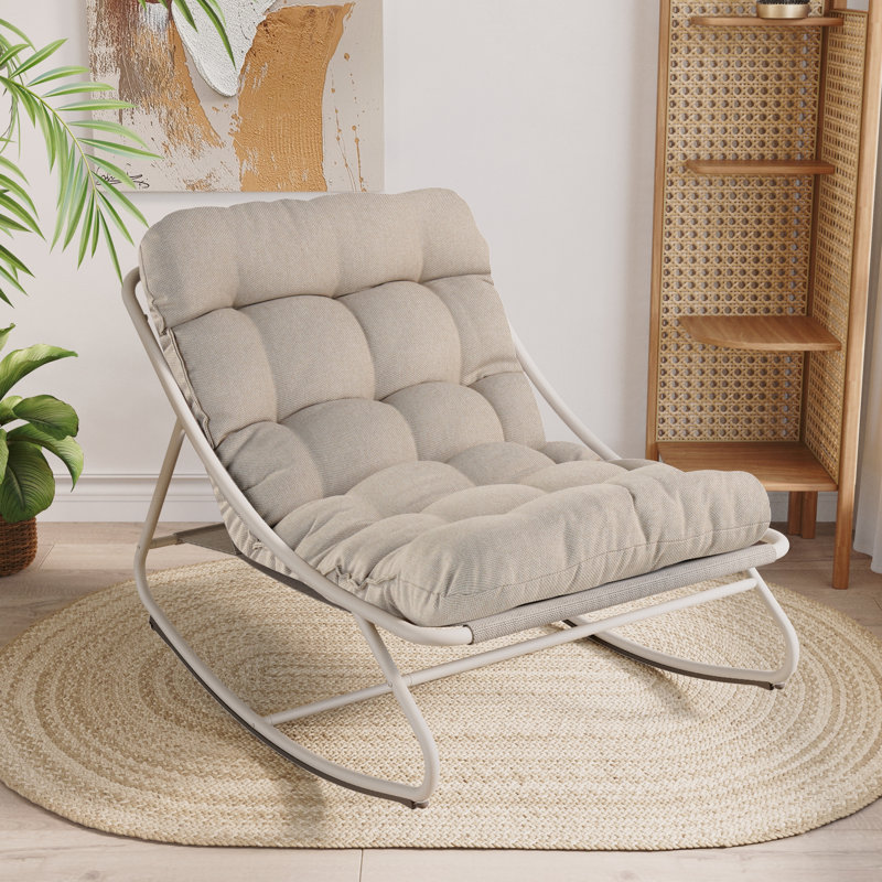 Powder Coated Steel Outdoor Chair, Light Grey, White
