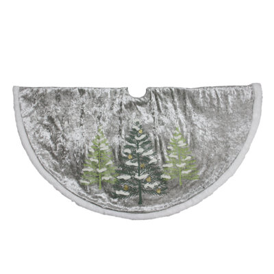 Jupe de sapin de Noël traditionnelle grise et verte de 122 cm (48 po) avec motif en relief