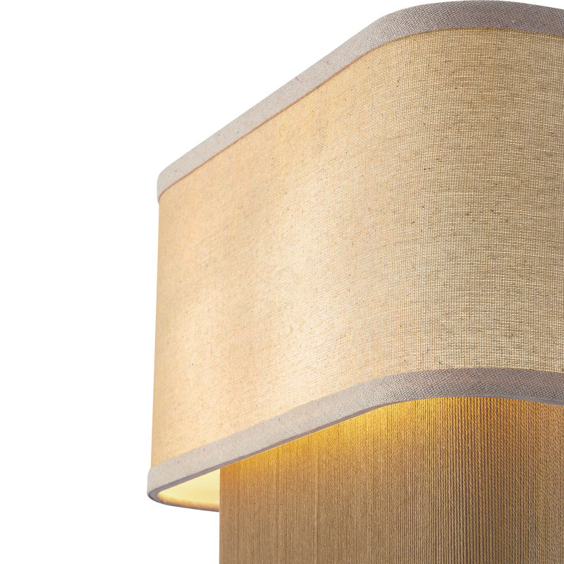 Textile - Narberth ADA Layered Fabric and Natural Rope 2-Light Wall Sconce - Horizontal