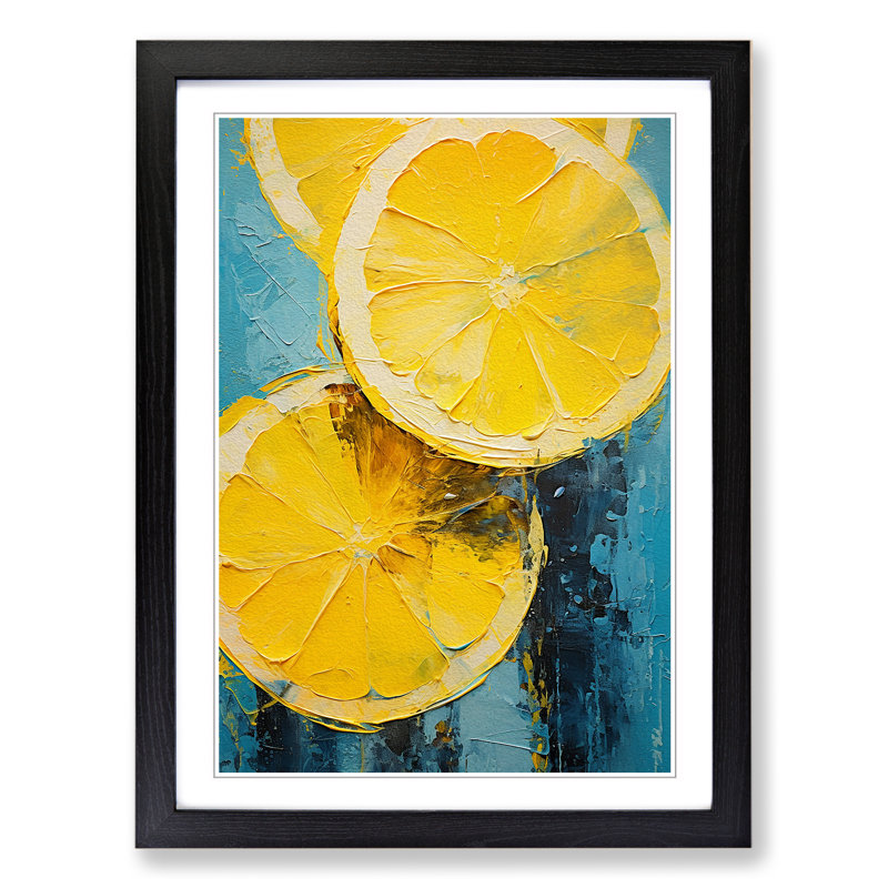 Sliced Lemon No.2 1 Piece Single Picture Frame Wall Art, 46cm H x 34cm W, Black Framed