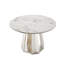 Table de salle à manger ronde en marbre de 47 po, table de cuisine moderne avec plateau en faux marbre ultrabrillant et base en acier inoxydable pour la salle à manger, cuisine (argent, blanc) (table seulement)-2083002956-2083002955
