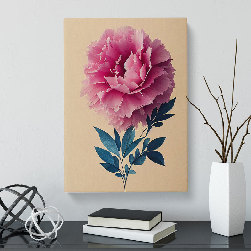 Berlanga Peony Flower Torn Paper - Wrapped Canvas Print, 60cm H x 40cm W x 3cm D