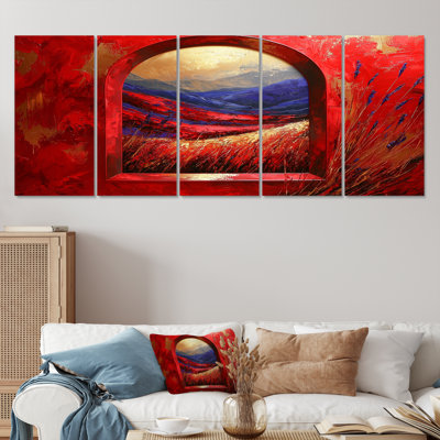 «Red Summer Meadow», ensemble d'art mural prairie