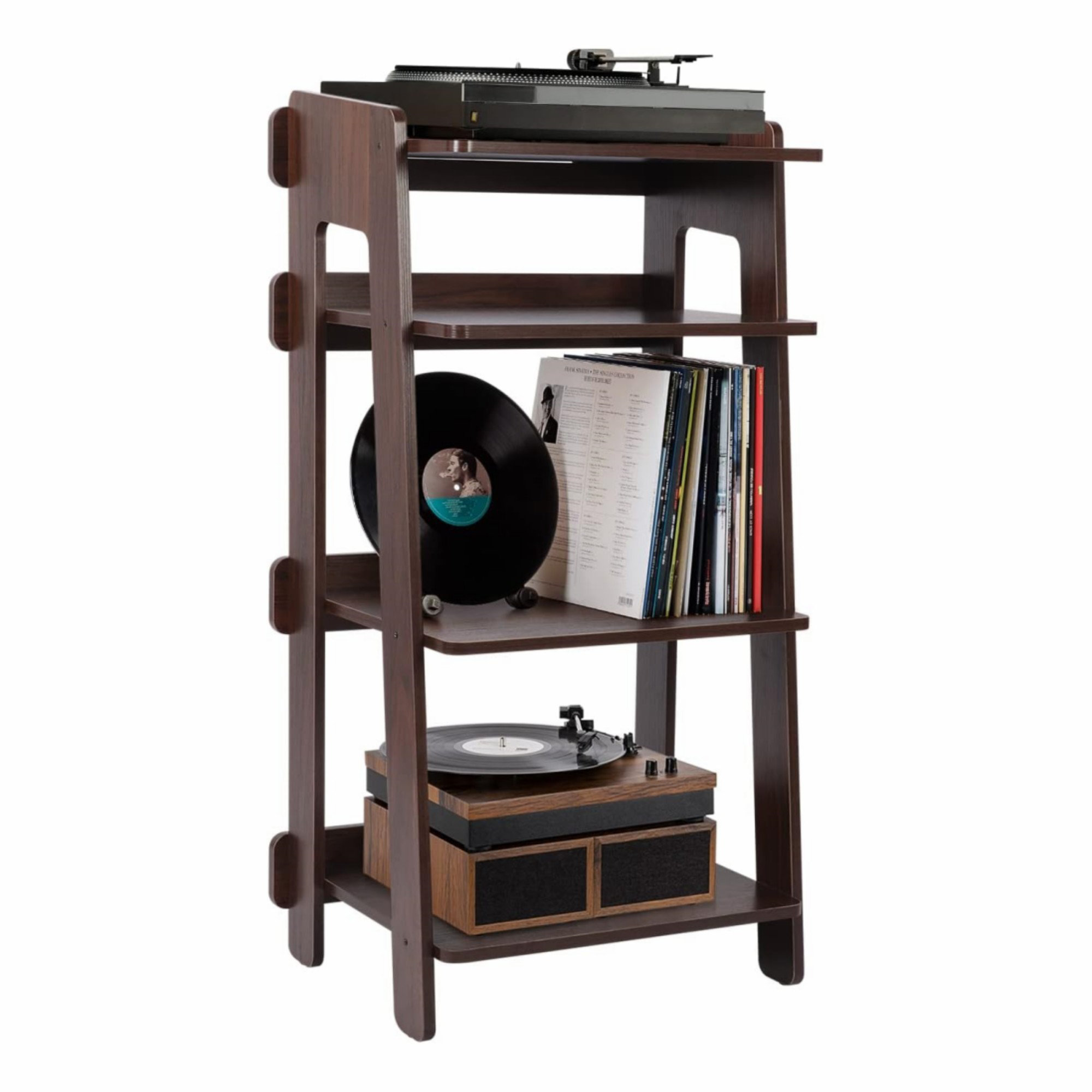 Ebern Designs Tiers Record Player Stand Multimedia Audio Rack with Media  Shelves  Reviews Wayfair