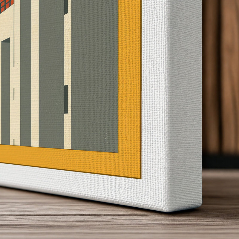 Industrial Sunrise Art Deco - Wrapped Canvas, 36x24 - 91.4 x 61.0 cm, White Border