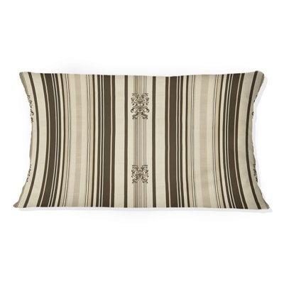 Brown Beige Stripe Pattern I - Traditional Lumbar Pillow