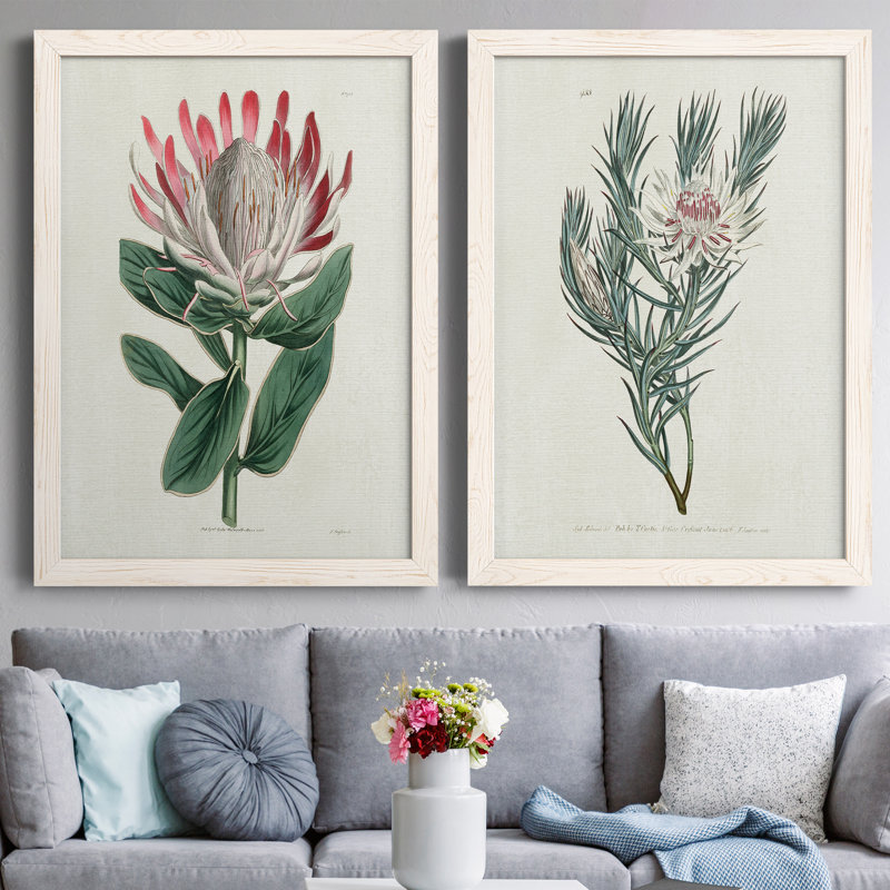 " Protea N13 " 2 - Pieces Painting Print, Walnut, 44" H x 31" W x 1" D