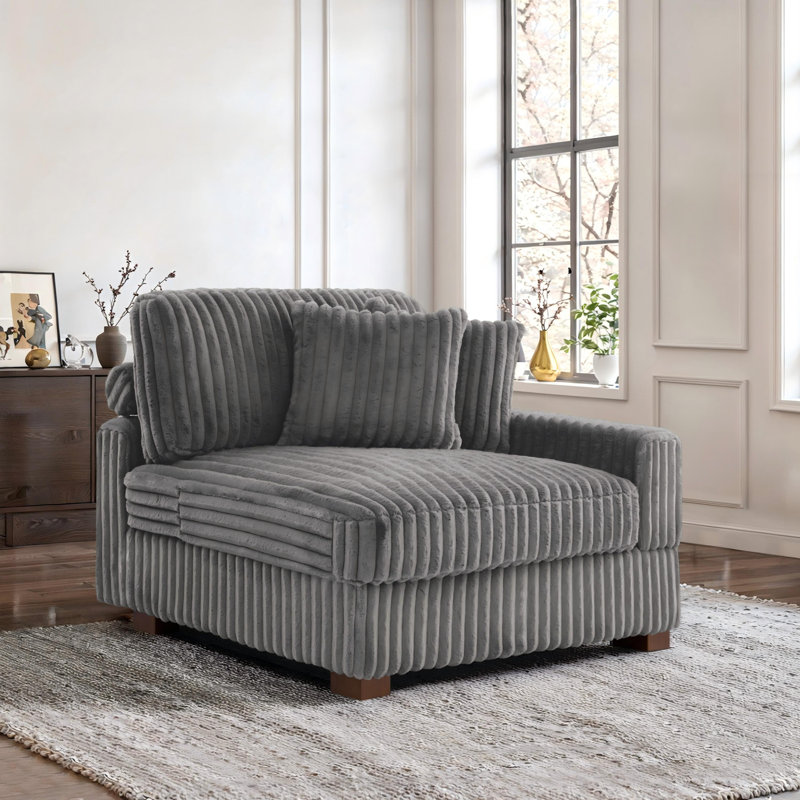 Upholstered Side Chair with Footstool, Light Grey