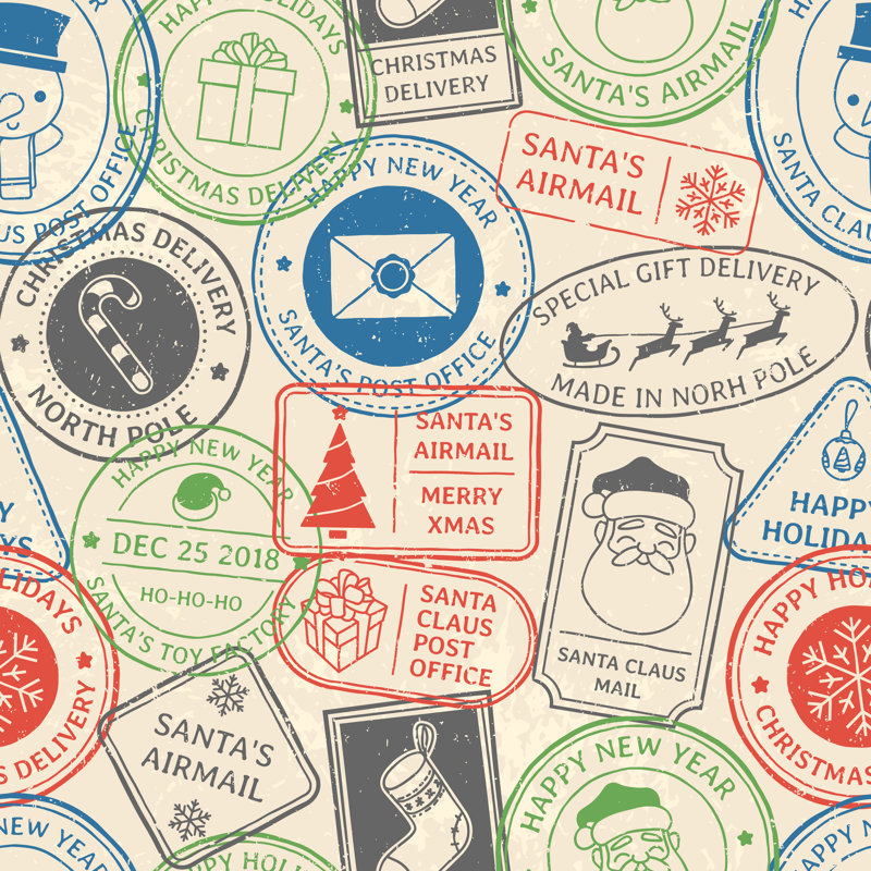 Christmas Postal by Tetiana Lazunova - Wrapped Canvas Print, 122cm H x 122cm W