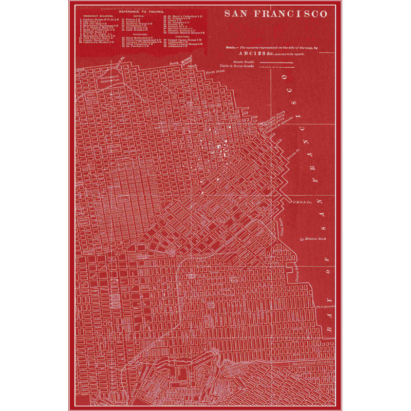 Carte graphique de San Francisco, H 30 po x l 20 po