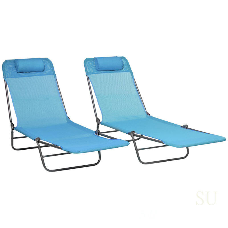 Otillie Outdoor Metal Chaise Lounge Set, Blue