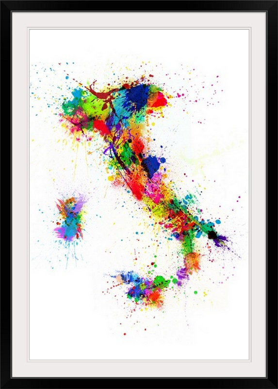 «Italy Paint Splash» par Francy, impression, H 32 po x l 24 po x P 1 po, Cadre noir