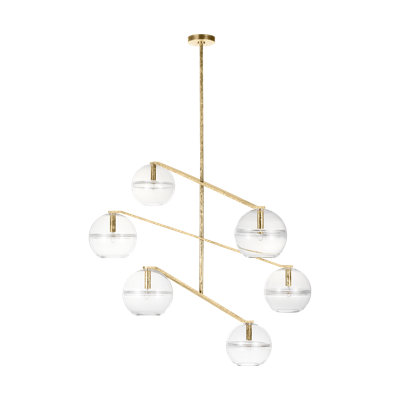 Sean Lavin Lowing Grande 6-light Chandelier in Polished Antique Brass with Clear Glass shade