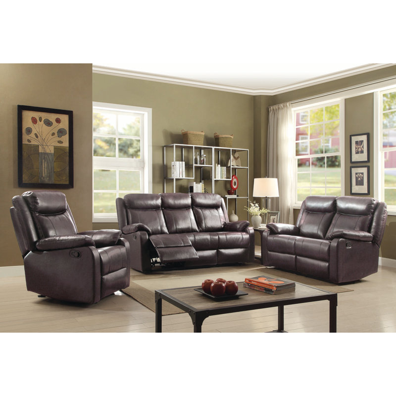 Mouzon Faux Leather Recliner, Dark Brown Faux Leather