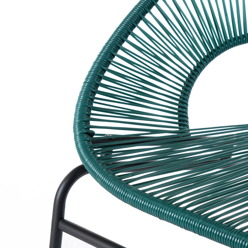 CONDESSA OUTDOOR PATIO WICKER LOVE SEAT, GREEN PE RATTAN & IRON FRAME, SET OF 1, Teal