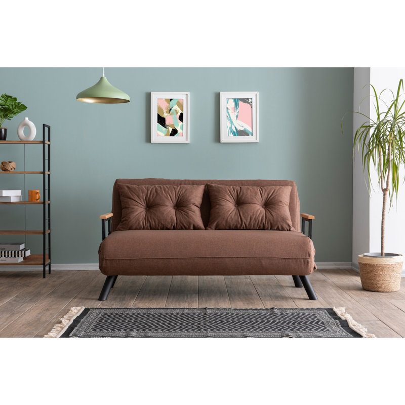 Allinson 133cm Upholstered Convertible Sofa, Light Brown