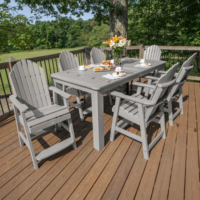 Macias 6 - Person Patio Dining Set with Rectangular Table, Harbor Gray, 36" H x 42" W x 84" L 