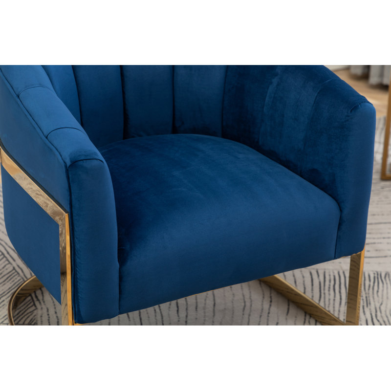 Fauteuil demi-tonneau Tellico, Bleu velours