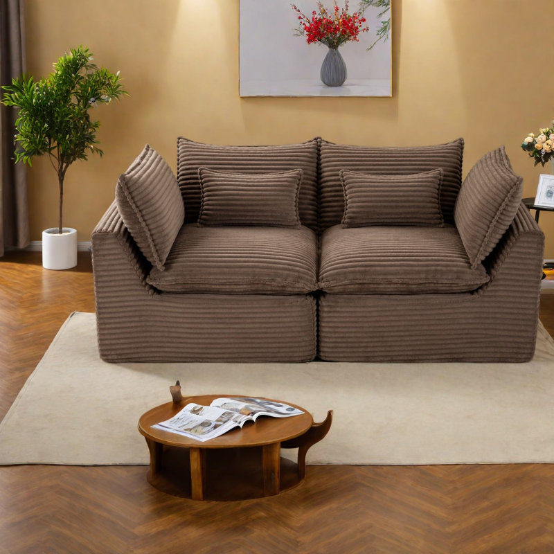 Canapé modulaire en velours côtelé 74,8 pouces Cloud Comfort