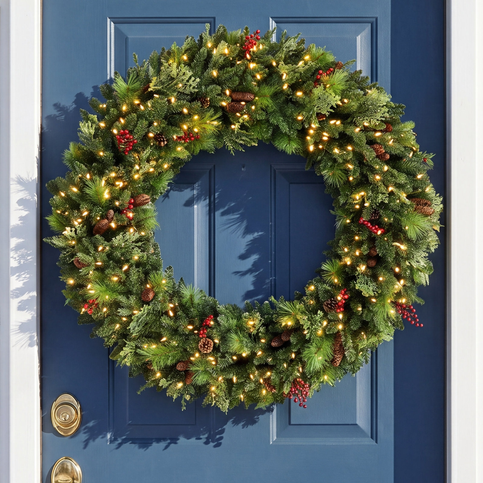 72'' Faux Pine Lighted Wreath, 60" x 60"