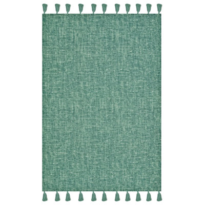 Tapis authentique à motifs multicolores en coton vert