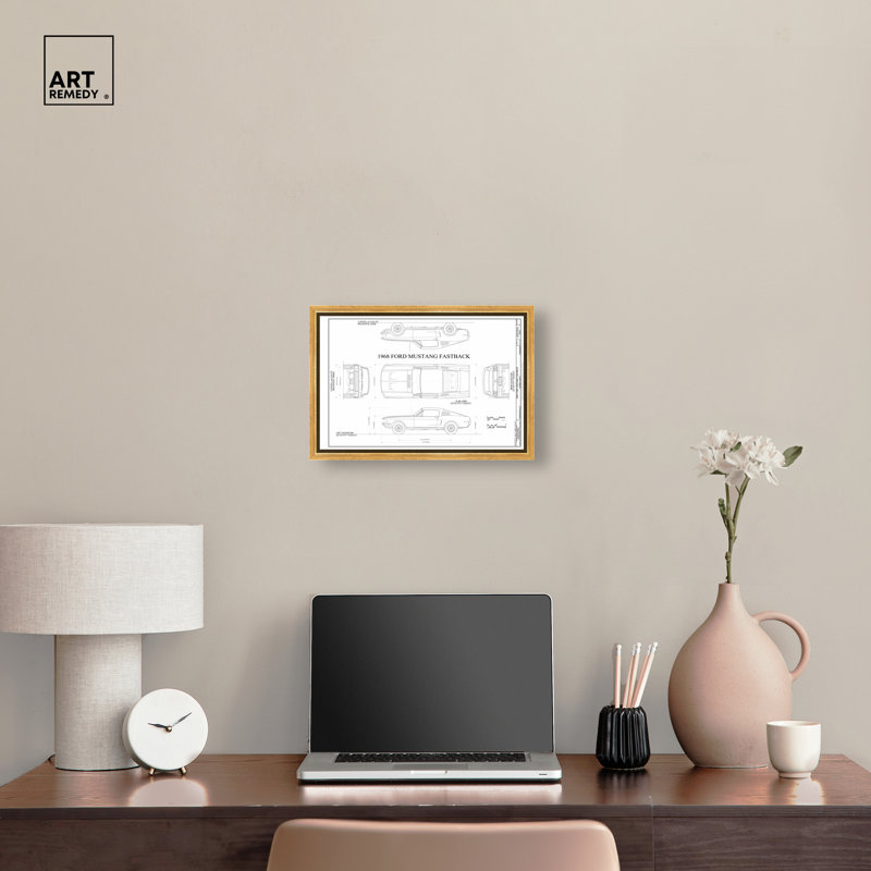Décoration murale Mustang Fastback , 11"H x 16"W, Gold Frame