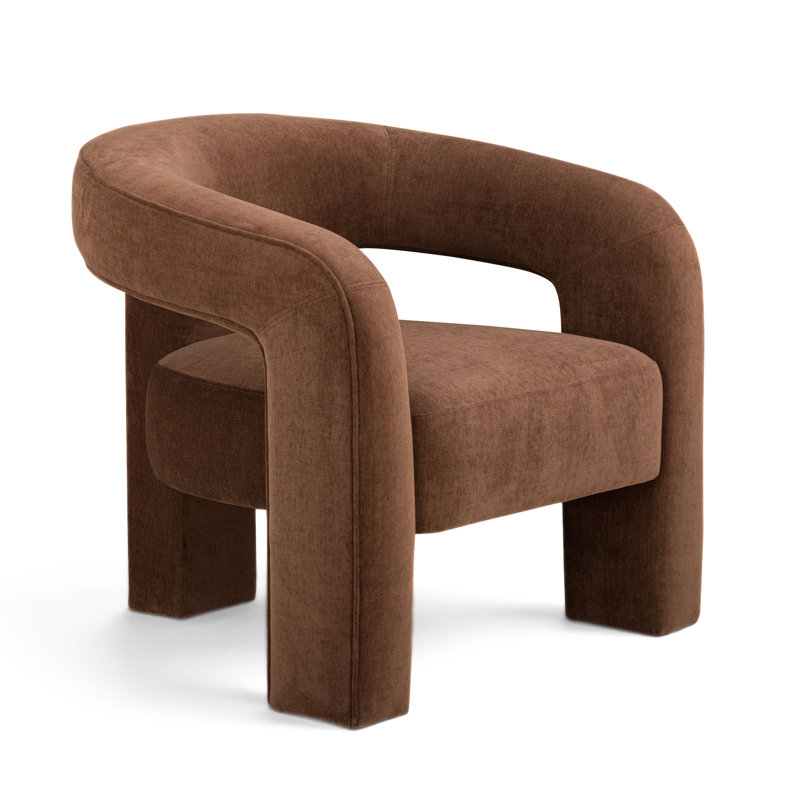 Malone Rust Performance Chenille Accent Chair, Red Chenille