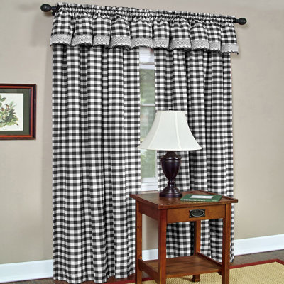 Jarrett Plaid Ruffled 58'' Cafe Curtain