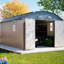 Remise de rangement extérieure en acier galvanisé brun de 1012 pi avec cadre de plancher pour une utilisation intensive, avec construction résistante aux intempéries, grande ouverture de porte, fenêtres transparentes, loquet et évents pour une chaleur efficace-130040903