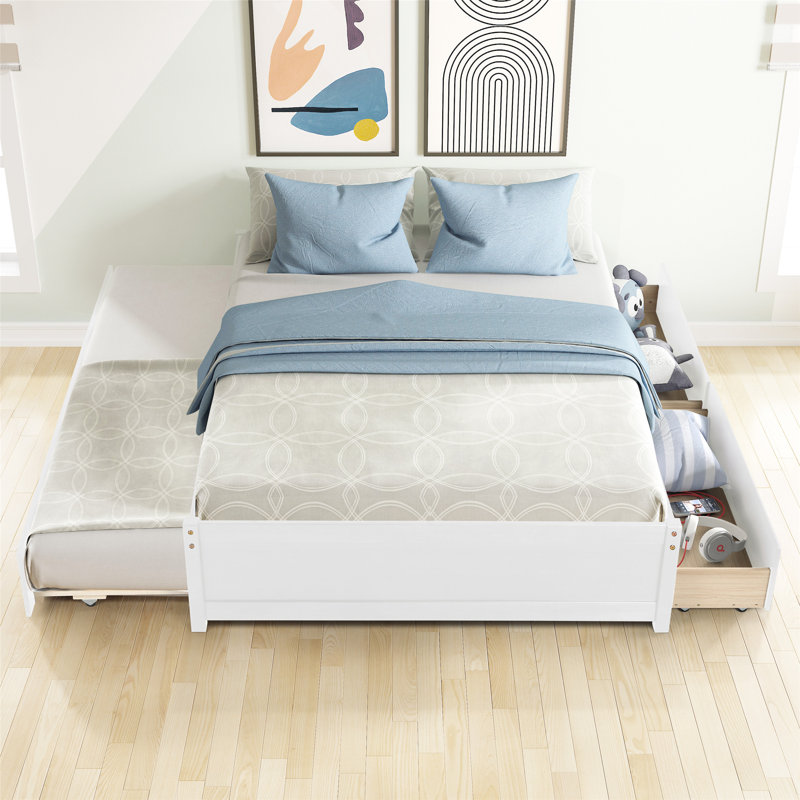 Solid Wood Open-Frame Storage Bed, Twin, White