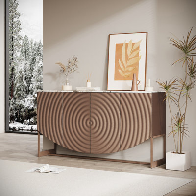 Buffet unique à texture ondulée 3D avec plateau autocollant en marbre