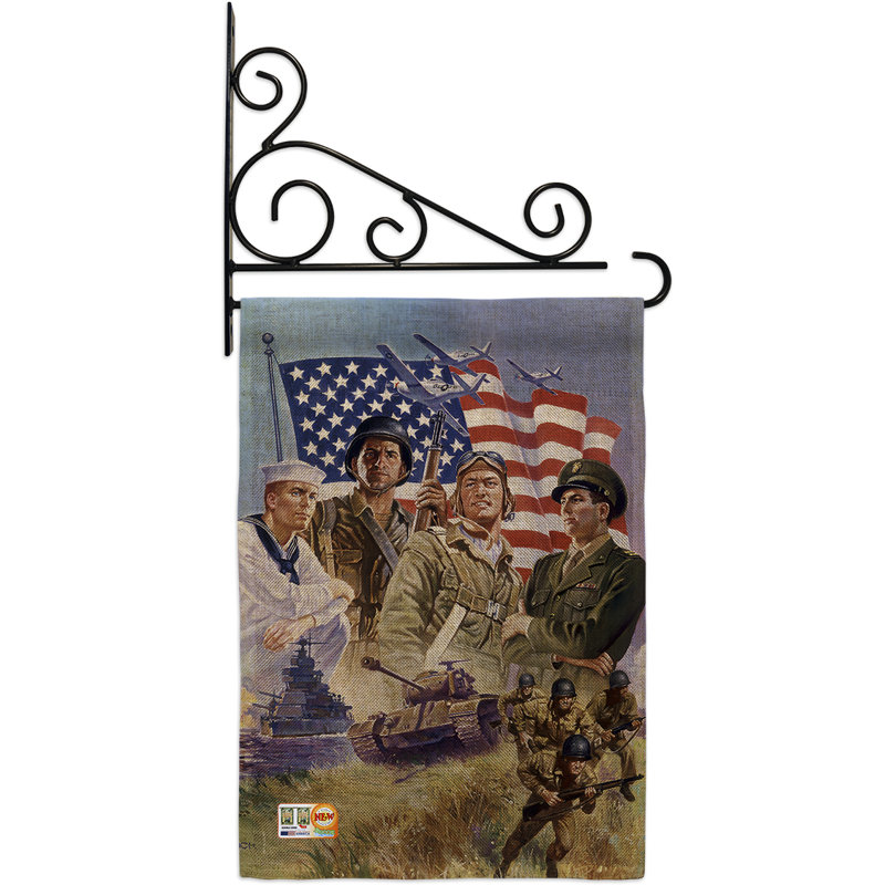 Double Sided 18.5'' H x 13'' W Burlap Flag Set