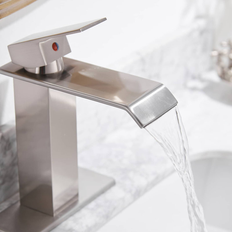 Robinet de salle de bains monotrou avec ensemble de drainage, Nickel brossé