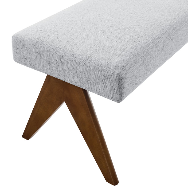Lyra Fabric Upholstered Bench, Light Gray, 18.50"H x 47"W x 18"D