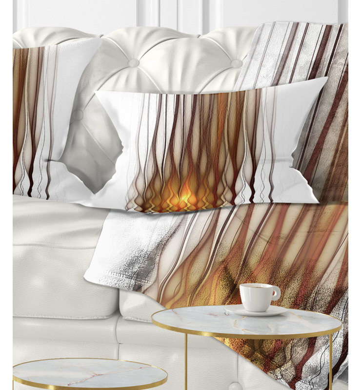 Yellow Fractal Flames Pattern - Abstract Printed Throw Pillow