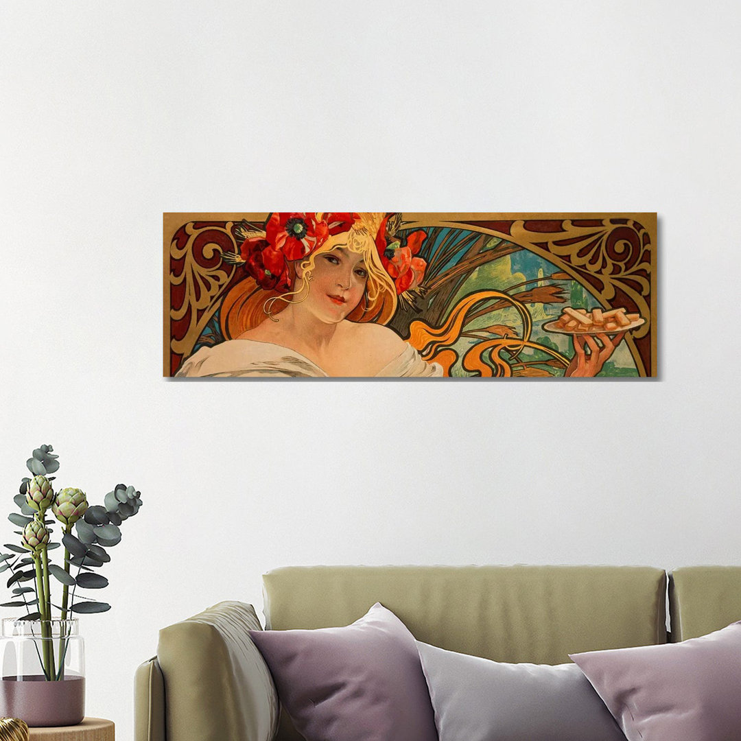 Biscuits Lefevre Utile by Alphonse Mucha - Wrapped Canvas Panoramic Graphic Art