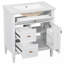 Meuble-lavabo polyvalent avec plusieurs tiroirs et tablettes-109842187