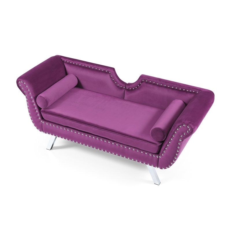 Egarr 61" Velvet Flared Arm Loveseat, Purple