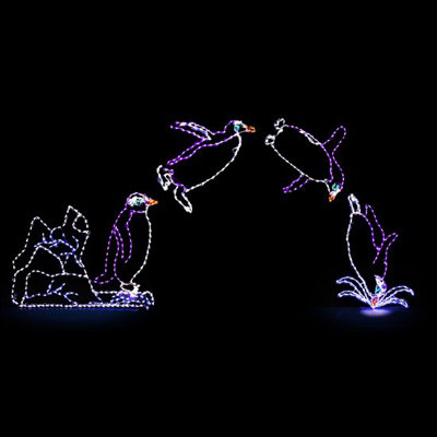 Leaping Penguin Lighted Display