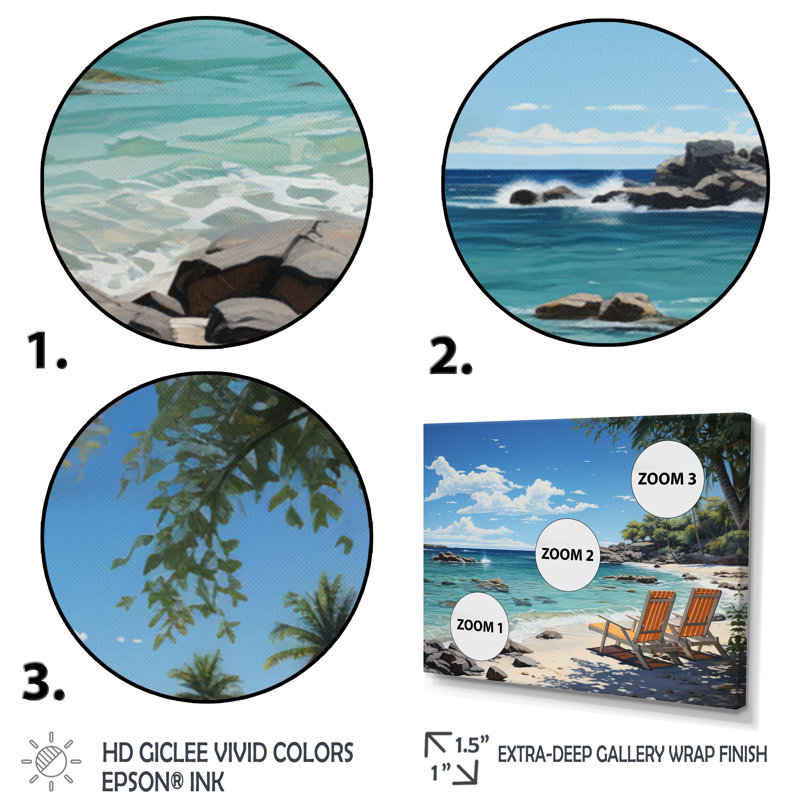 Calhan " Beach Tropical Dream I ", White Single Picture Framed, 34" H x 44" W x 1.5" D