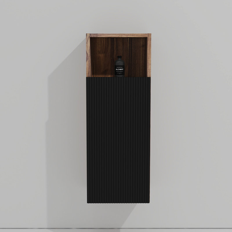CC1014S110.309 Black & Walnut Bathroom Floating Side Cabinet, Wall-Mounted Storage Cabinet For Small Space, KD