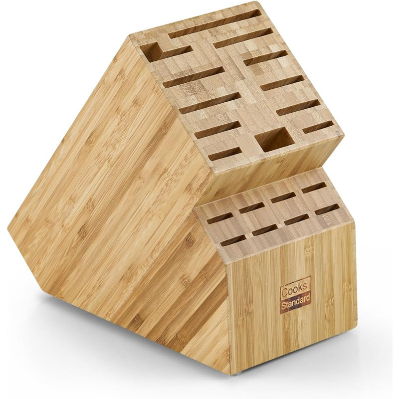 20-Slot Natural Bamboo Universal Knife Storage Block