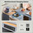 Rolling Kitchen Island With Extended Table, Kitchen Island On Wheels With LED Lights,Power Outlets And 2 Fluted Glass Doors, Kitchen Island With A Storage Compartment And Side 3 Open Shelves-2110449203