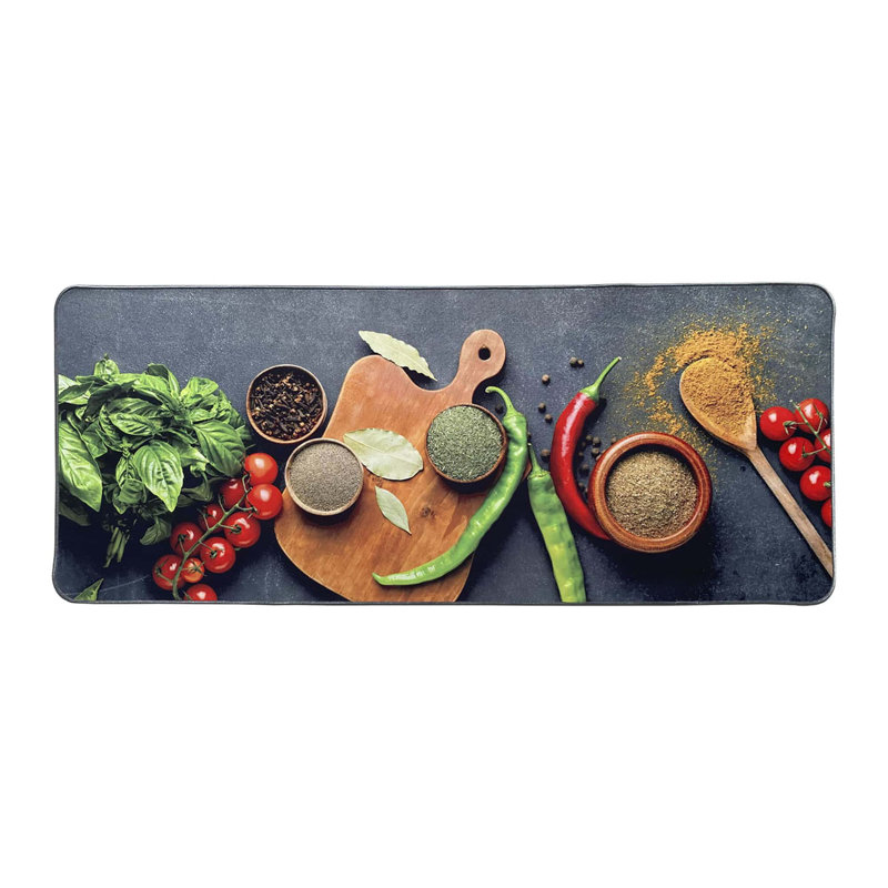 Tapis de cuisine décoratif avec motif d'herbes fraîches et d'épices, 20 po x 48 po