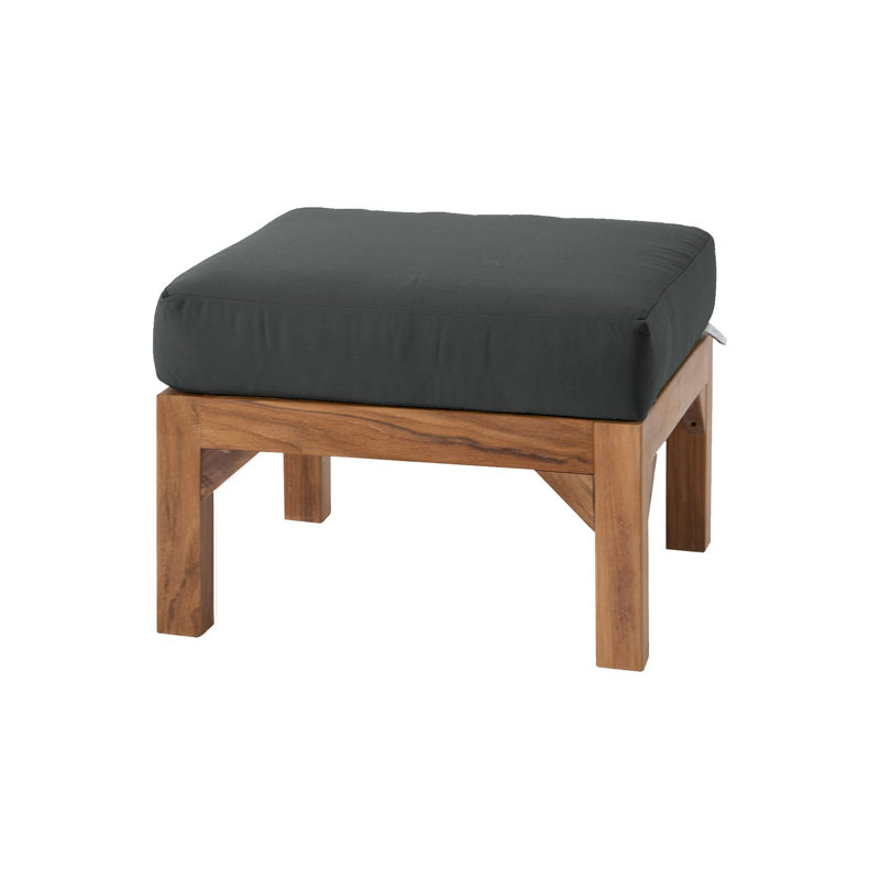 Porschea Outdoor Teak Ottoman, Coal