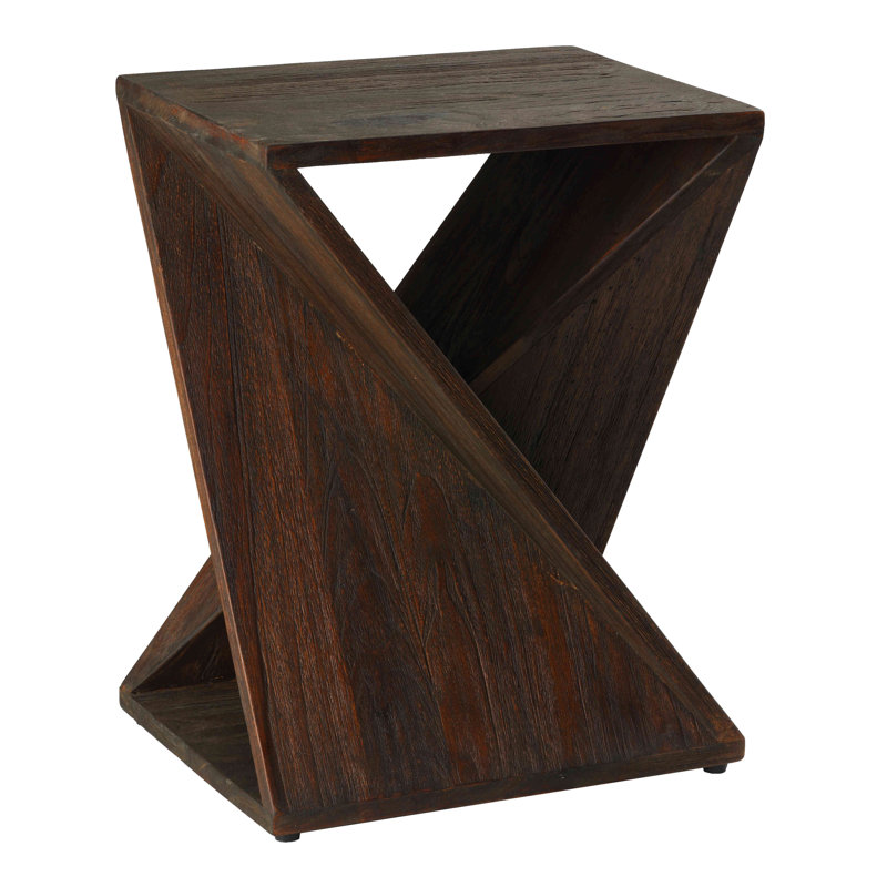 Table de bout Union Rustic Twister en bois de teck massif récupéré, brun