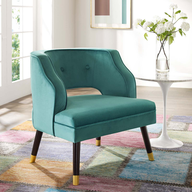 Carson Carrington Taktsberget Velvet Armchair by Modway, Teal Plainweave