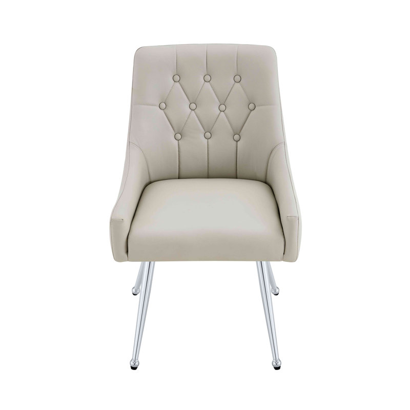 Chaise de salle à manger rembourrée en cuir avec dossier capitonné Diamond, Light Gray, Light Gray, Light Gray