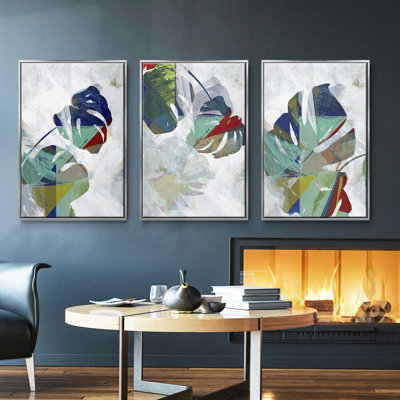 «Monstera IV», ensemble de 3 reproductions sur toiles