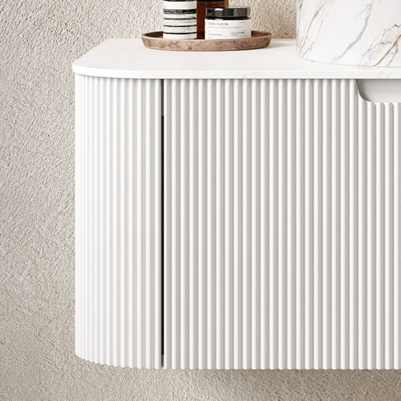 Élégante base de meuble-lavabo, pierre blanche de Carrare, style moderne français pour la maison
